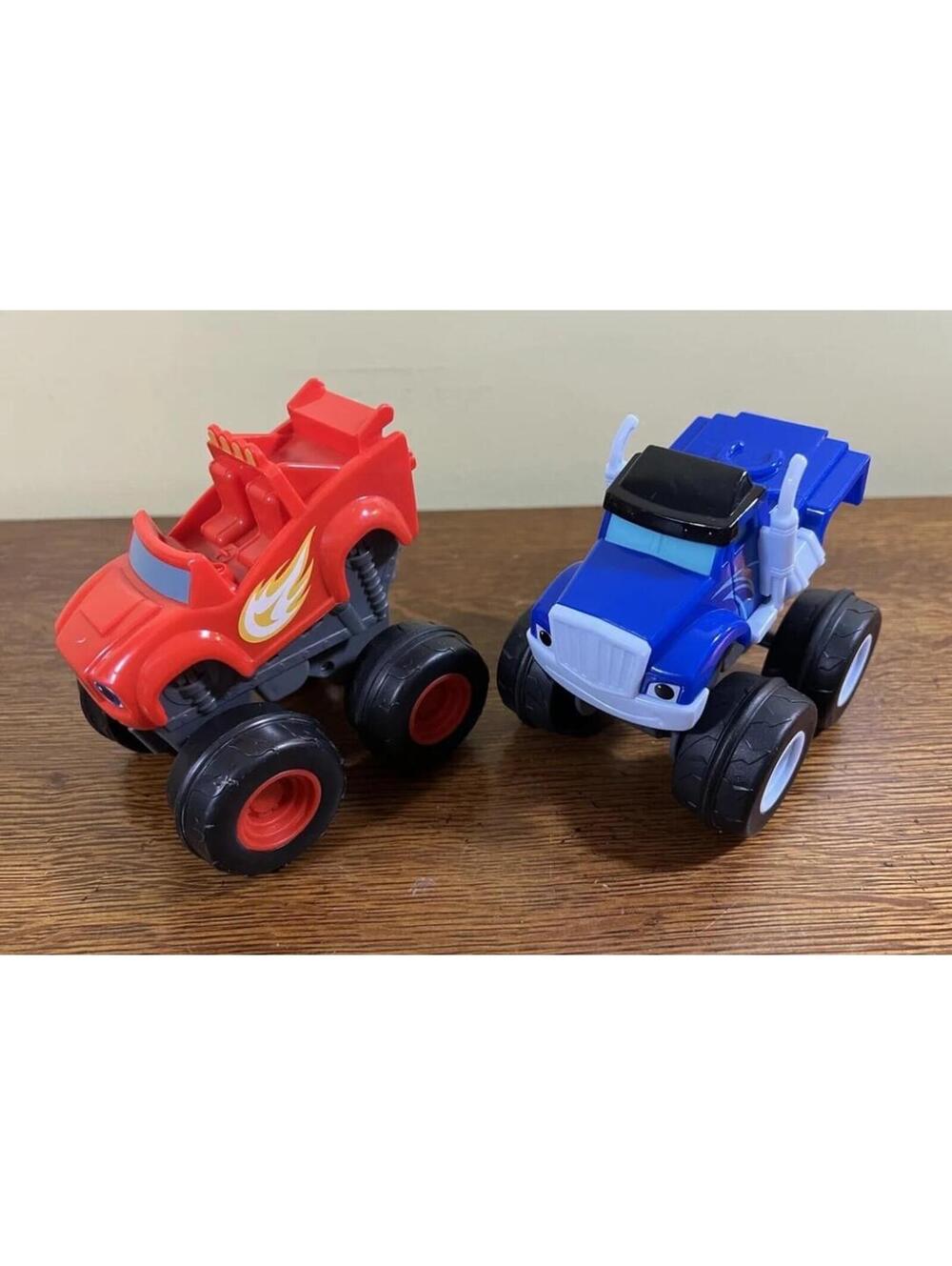 Blaze and The Monster Machines Truck Push Down Slam & Go Lot Of 2 Crusher
